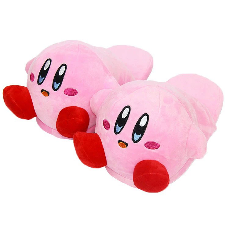 Тапочки-плюш Kirby 2025, тёплые с сердечком, с наполнителем из хлопка, размеры 26 и 28 см