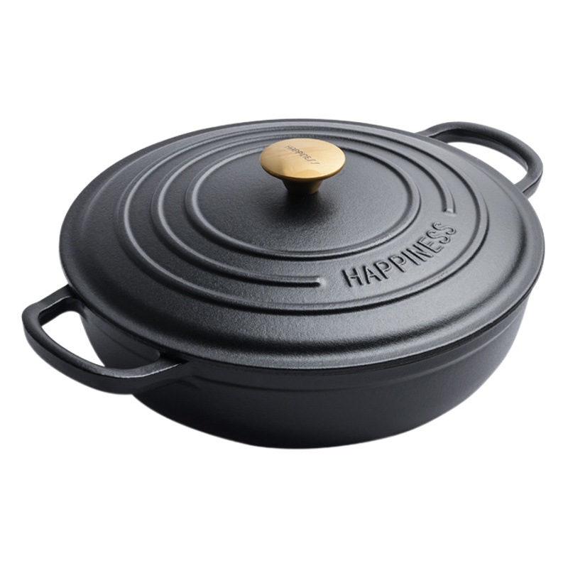 Pequeña felicidad 30cm reina de hierro fundido olla de esmalte multifunción olla de sopa olla de hogar olla sin recubrimiento