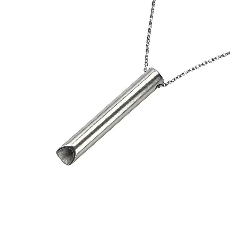 Protection Talisman Jewelry New Cross-Border Hot-Selling Titanium Steel Cylinder Whistle Pendant Fashion Necklace Men Sweater Jewelry Accessories_voghion.com