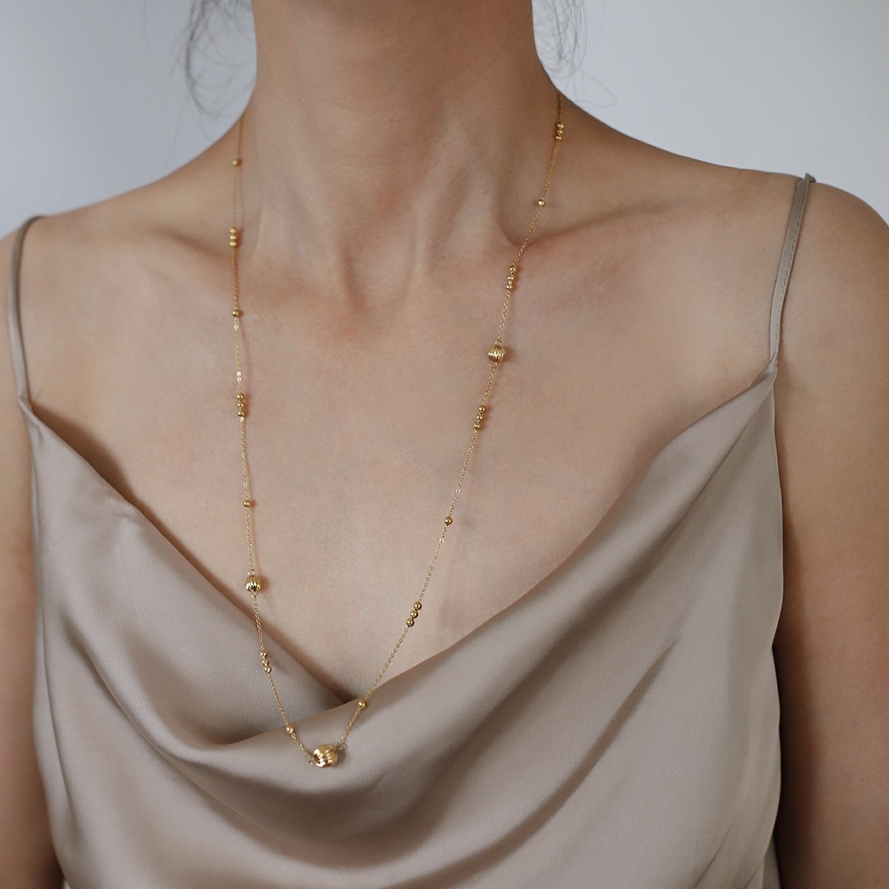 Model Show Lantern Ball Beaded Stainless Steel Necklace