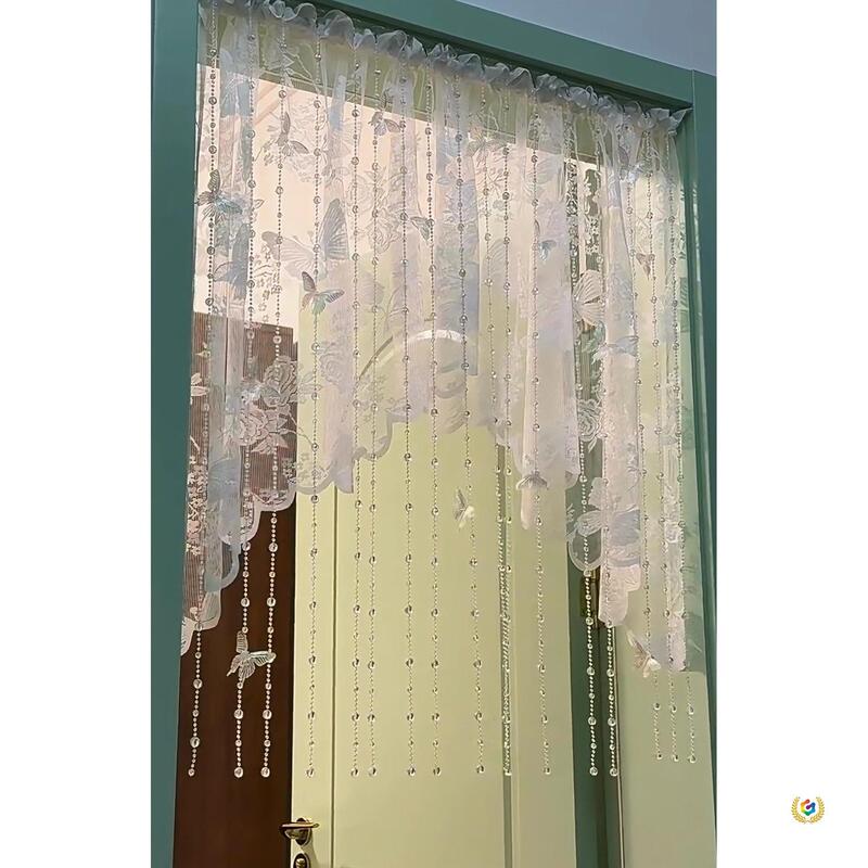 Dreamy Butterfly Bead Chain No-Punch Curtain for Bathroom Partition, Living Room, Bedroom Door Half Curtain, Balcony Window Decoration