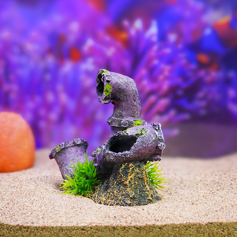 Celebridades de Internet estilo explosivo tubería de aguas residuales gastadas decoración pecera paisajismo pescado camarones evitación cueva decoración de acuario venta al por mayor transfronteriza