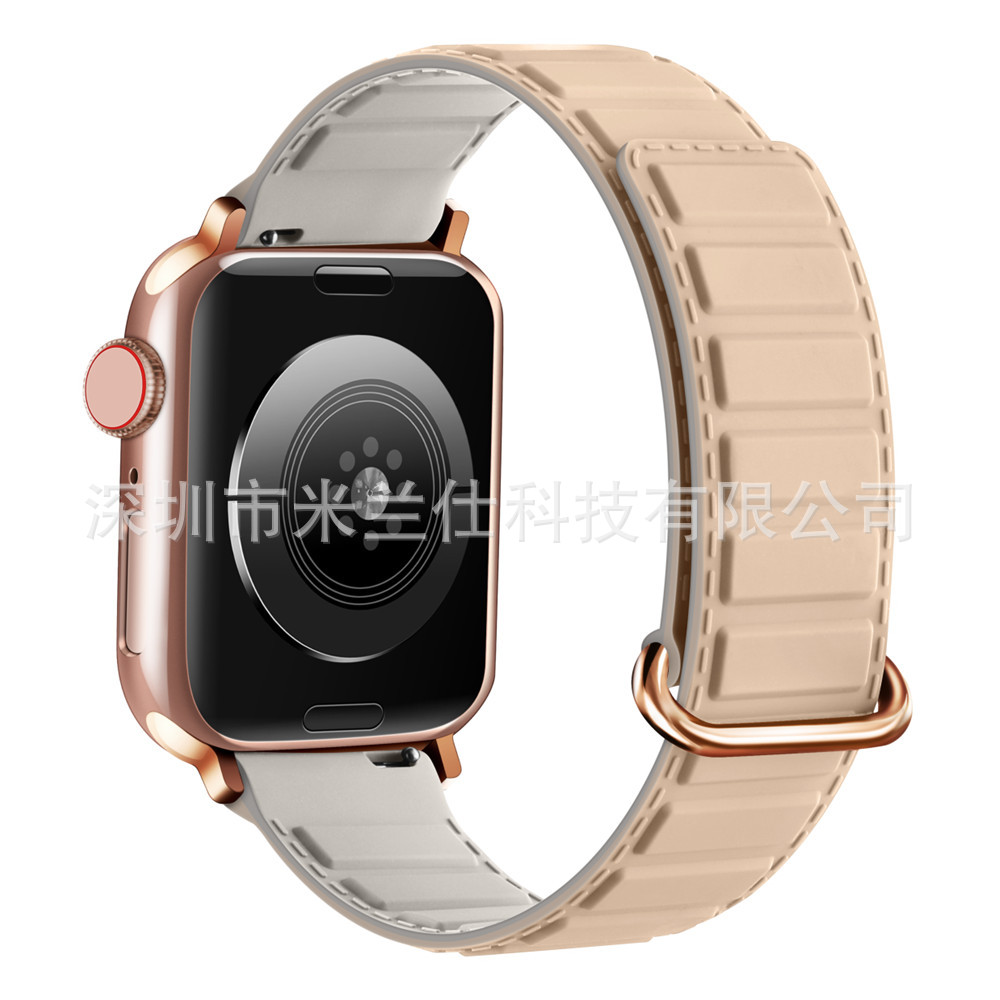 Adecuado para Apple Watch silicona S9 fuerte succión magnética iwatch56789se deportes ultra2 correa de reloj