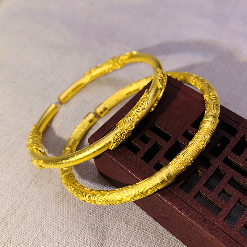 Vietnam oro clásico estilo étnico pulsera de las mujeres chapadas en oro joyería xiangsi ratán moda pulsera abierta regalo de cumpleaños
