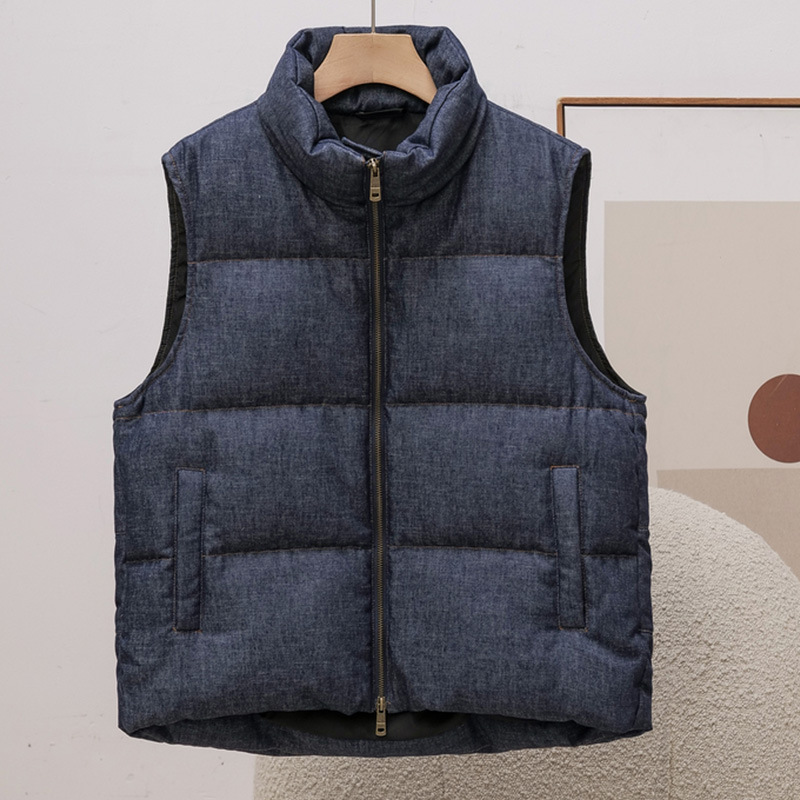 Denim down Jacket Vest, Fashionable Casual Vest, White Duck down Jacket, Short Style, Lightweight Women's Clothing, 2026 Spring New Style