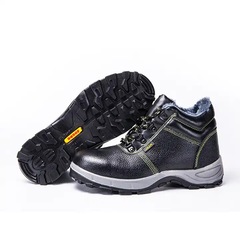 冬季棉勞保鞋高幫防砸防刺穿工作安全鞋牛皮實心底加絨防寒防砸鞋