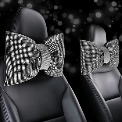 Cross-Border Foreign Trade Wholesale Car Neck Pillow Cushion Pillow Women's Multi-Color Diamond-Encrusted Car Headrest (Headrest) - white