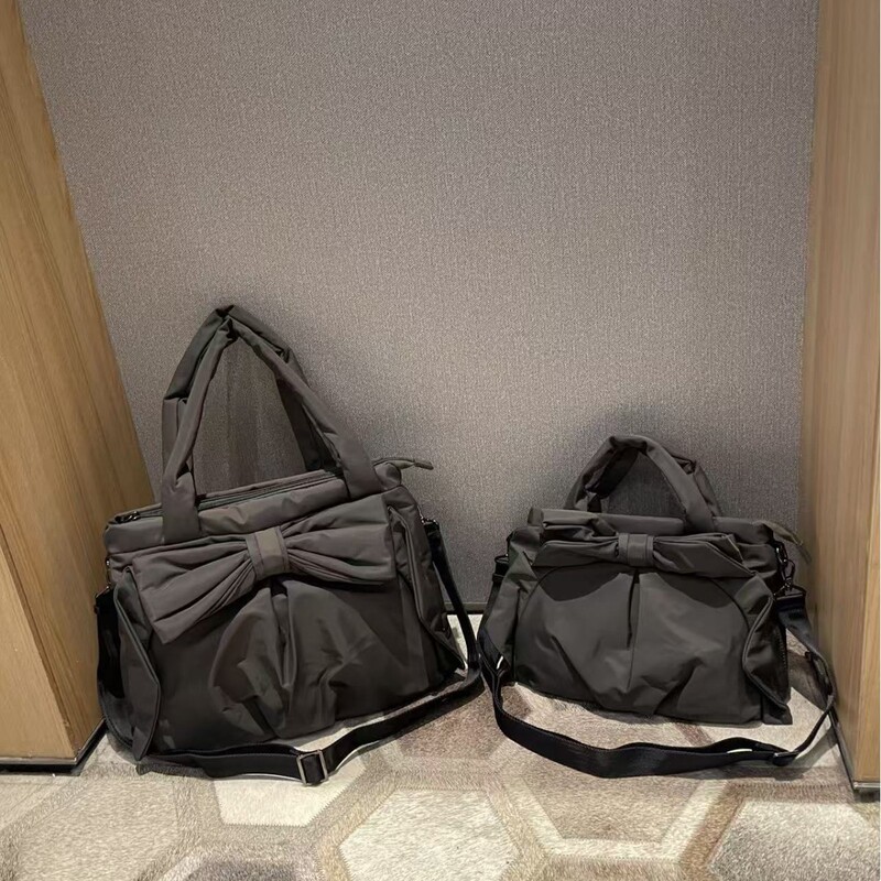 Korean Nylon Bowknot Handbag Crossbody Bag for Women 2026 Spring New Large Capacity Simple Commuter Shoulder Tote