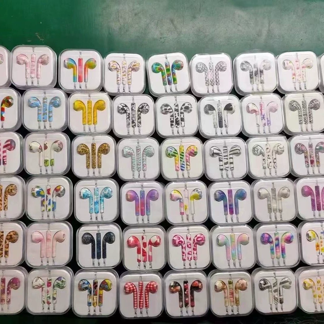 Apple, compatible headphones, painted earplugs, bluetooth, wire control, iphone, print