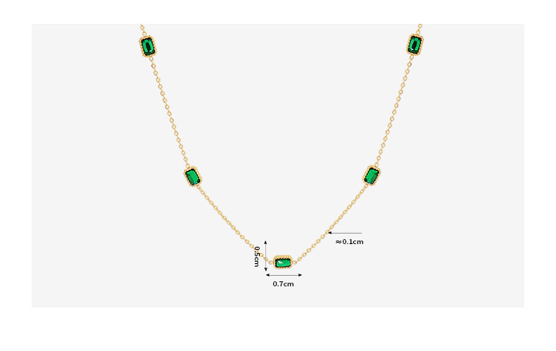 Retro Style Light Luxury Emerald Zircon Necklace Titanium Steel Plated 18k Real Gold Necklace display picture 1