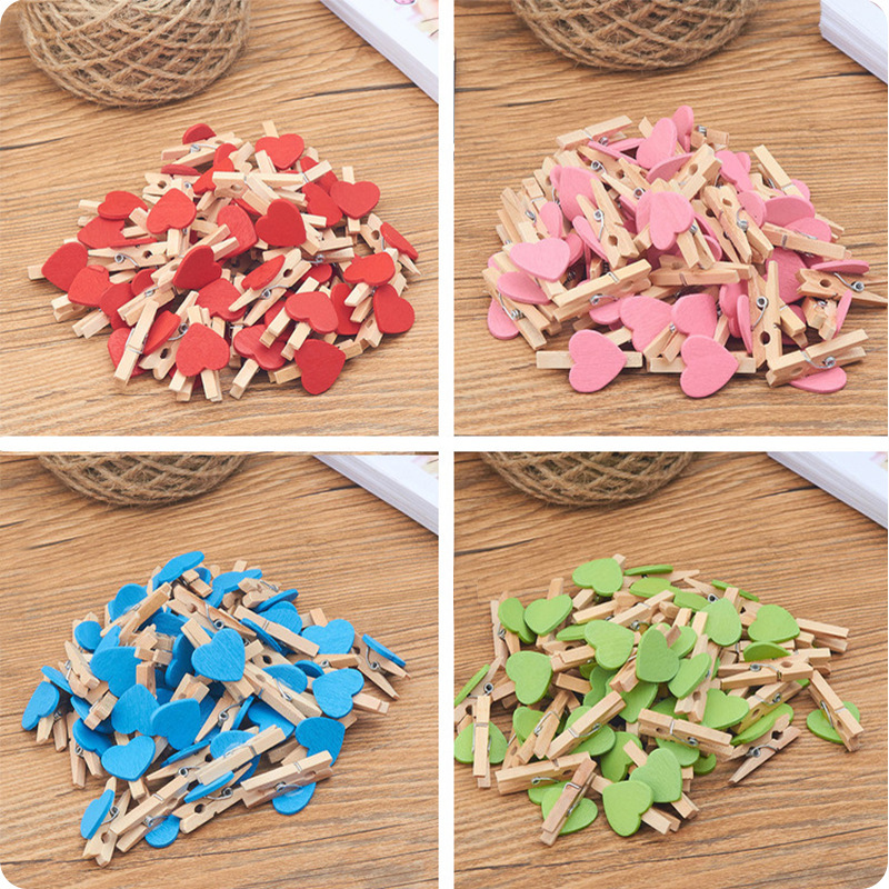 Wooden Decorations Florist Card Mother's Day Notes Photo Color Love Clip Wedding Photo Small Wooden Clip