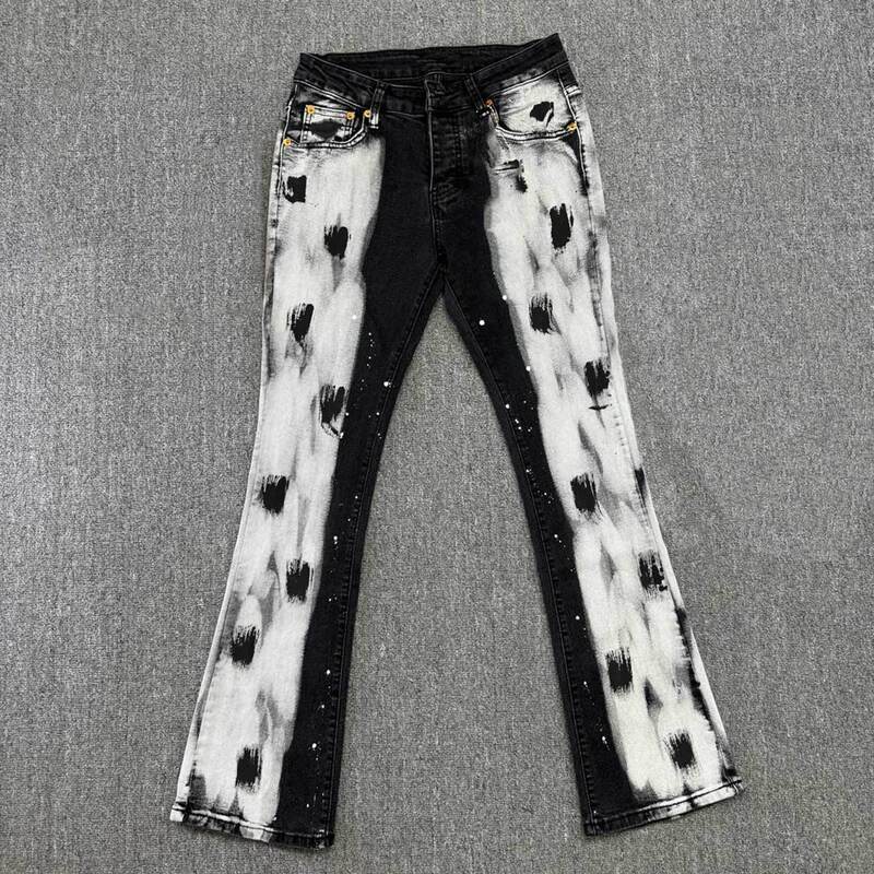 D2 Men's Ripped Jeans with Ink Splatter Wash, Slim Fit Skinny Jeans, Men's Ripped Jeans Dropshipping Service
