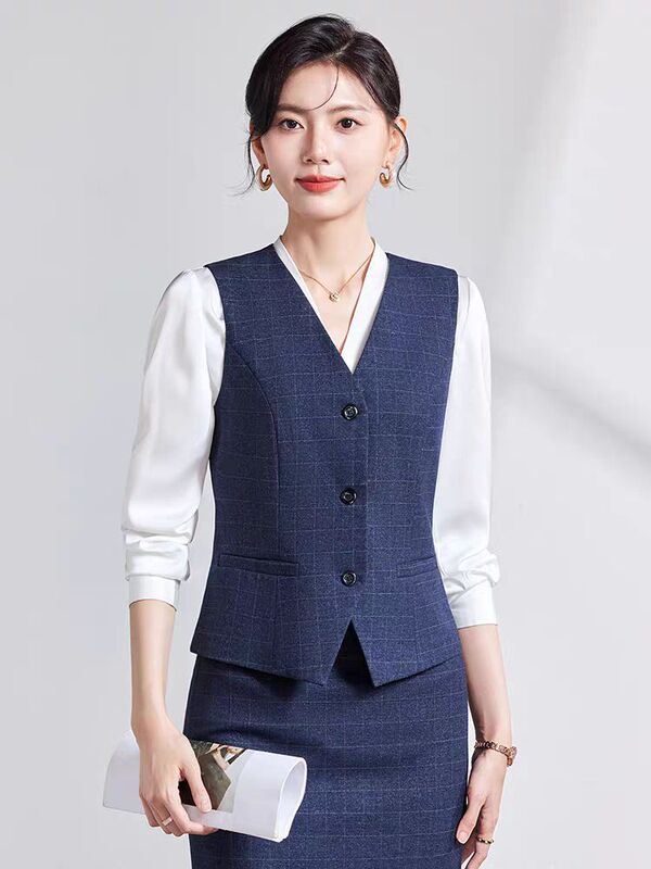 White Collar Long Sleeve Korean Style Formal Suit Professional Suit Vest suit Women's Spring and Autumn Formal Occasion Design Sense Work Clothes
