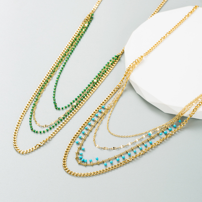 Ethnic Style Geometric Titanium Steel Gold Plated Layered Necklaces 1 Set