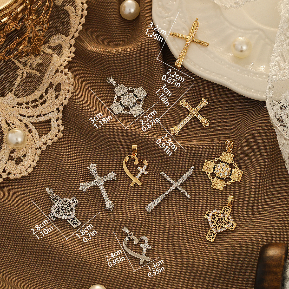 7g Weight Pendant Jewelry Making Type 14 * 24mm, 18*28mm, 22*30mm Jewelry Making Size Zircon Inlay Material DIY Jewelry Accessories Classification 1 Piece Quantity Copper Material Cross, Heart Shape Pattern Inlay Design Casual, Simple Style Style 1 Piece 14 * 24mm 18*28mm 22*30mm Copper Zircon Cross Heart Shape Pendant 1