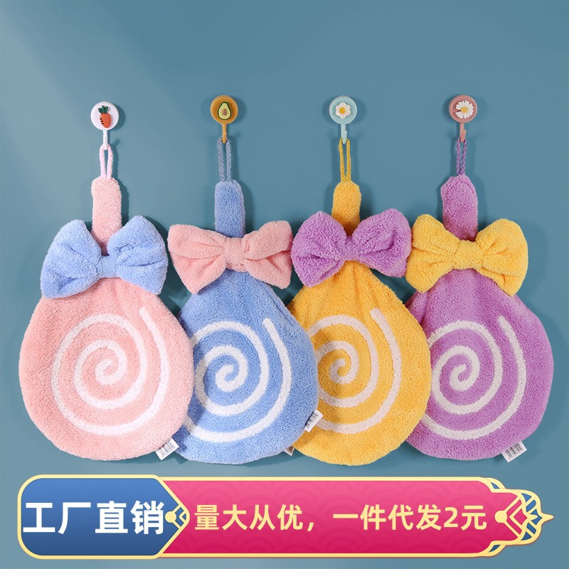 Hand towel lollipop hanging absorbent thickened cute children's small towel coral velvet kitchen rag to wipe hands and wash face