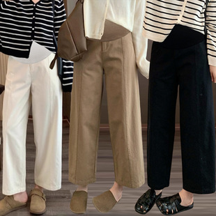 2025 Stretch Pregnant Women's New Slim Casual Pants Pear-Shaped Figure Cropped Hallen Pants Wide Leg Pants overalls