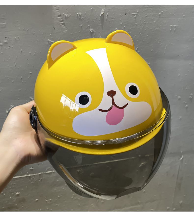 Electric Motorcycle Kids Helmet B Type Cute Ears Summer Half Helmet