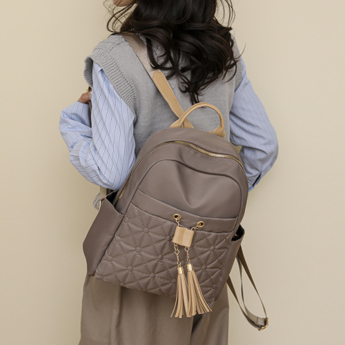 Diamond Pattern Embroidered Double Shoulder Bag for Women 2024 New Model Ladies Backpack Korean Style Versatile Large Capacity Waterproof Travel Backpack