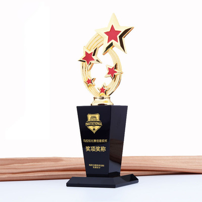 trophy make new pattern Metal Five-pointed star originality Crystal Cup enterprise activity match Award prizes Anniversary gift Lettering