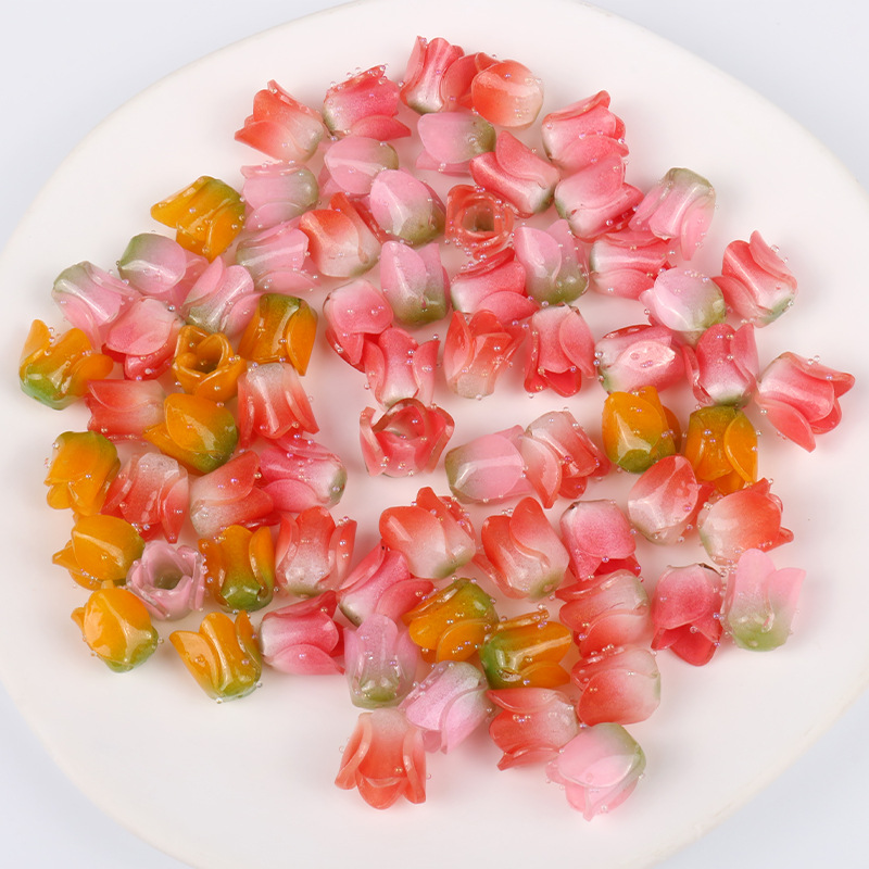 Acrílico Termocontraíble tulipán flor DIY accesorios de la joyería pendientes horquilla accesorios para el cabello colgante materiales hechos a mano al por mayor