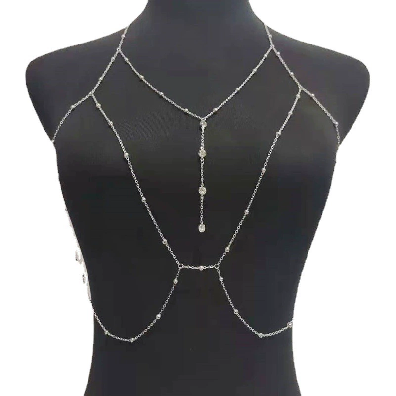 Новая трансграничная Горячая продажа, модная сексуальная металлическая цепочка с бриллиантами, поясная цепочка, универсальная, отличительная пляжная Женская вспышка, бриллиантовая нагрудная цепочка