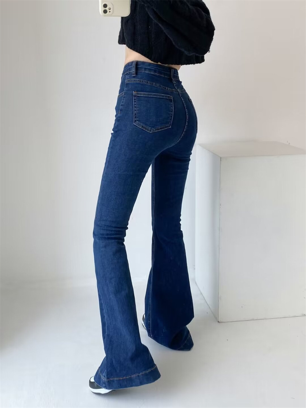 YPFF Trendy Women's Autumn New European And American Style Fashion Washed High-Waisted Slim-Fit Butt-Lifting Slight_ecoleips.com