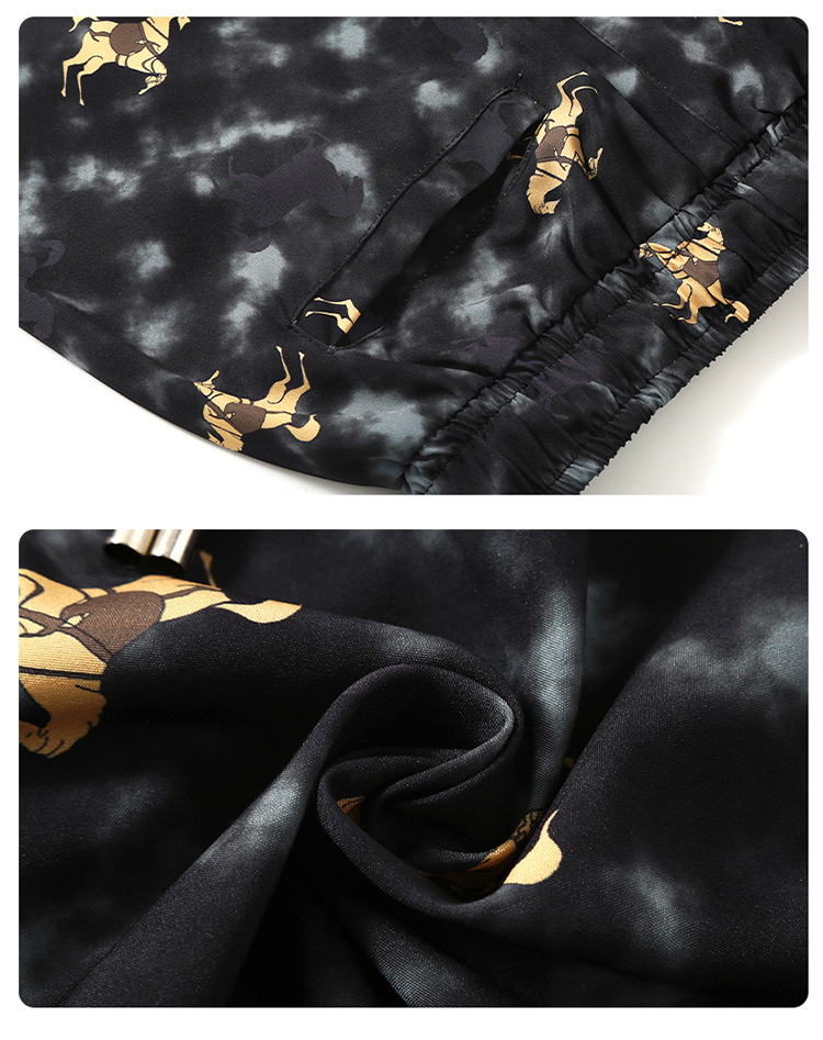 Plus Size Men's Summer Golden Horse Print Casual Loose Five Point Pants Extra Large Stylish Versatile Shorts_viptrois.com