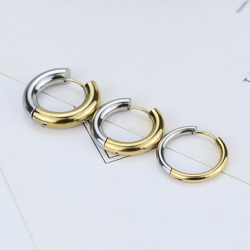 ebay cross-border hot-selling titanium steel earrings light luxury niche high-end sense electroplating temperament gradient European and American beauty earrings ear buckles