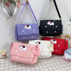 大學生補課袋日系校園星星斜挎包小眾設計學院風休閒單肩包大容量