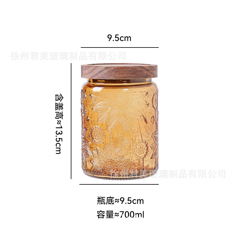 700ml tanque de almacenamiento de vidrio colorido begonia cocina casera granos de café té granos de granos latas de sellado al por mayor