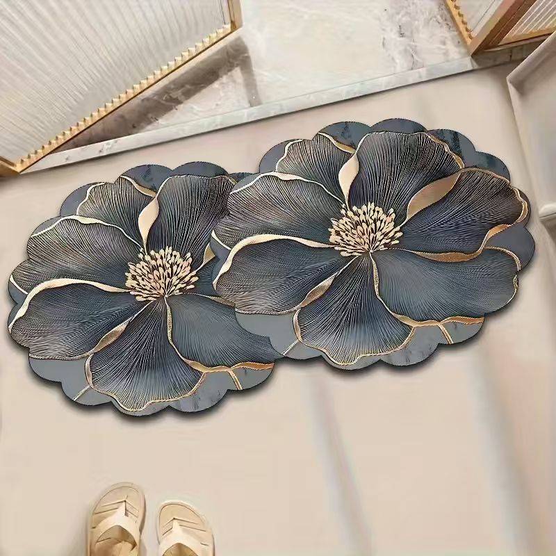 Cross-Border Flower Entrance Floor Mats, Entrance Door Mats, Entrance Mats, Kitchen Carpets, Non-Slip Household Bathroom Absorbent Floor Mats