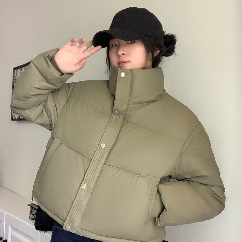 Disparar una nueva chaqueta de algodón de pluma de invierno corto de mujer estilo coreano suelto con capuchón estudiante chaqueta de pan chaqueta image 1
