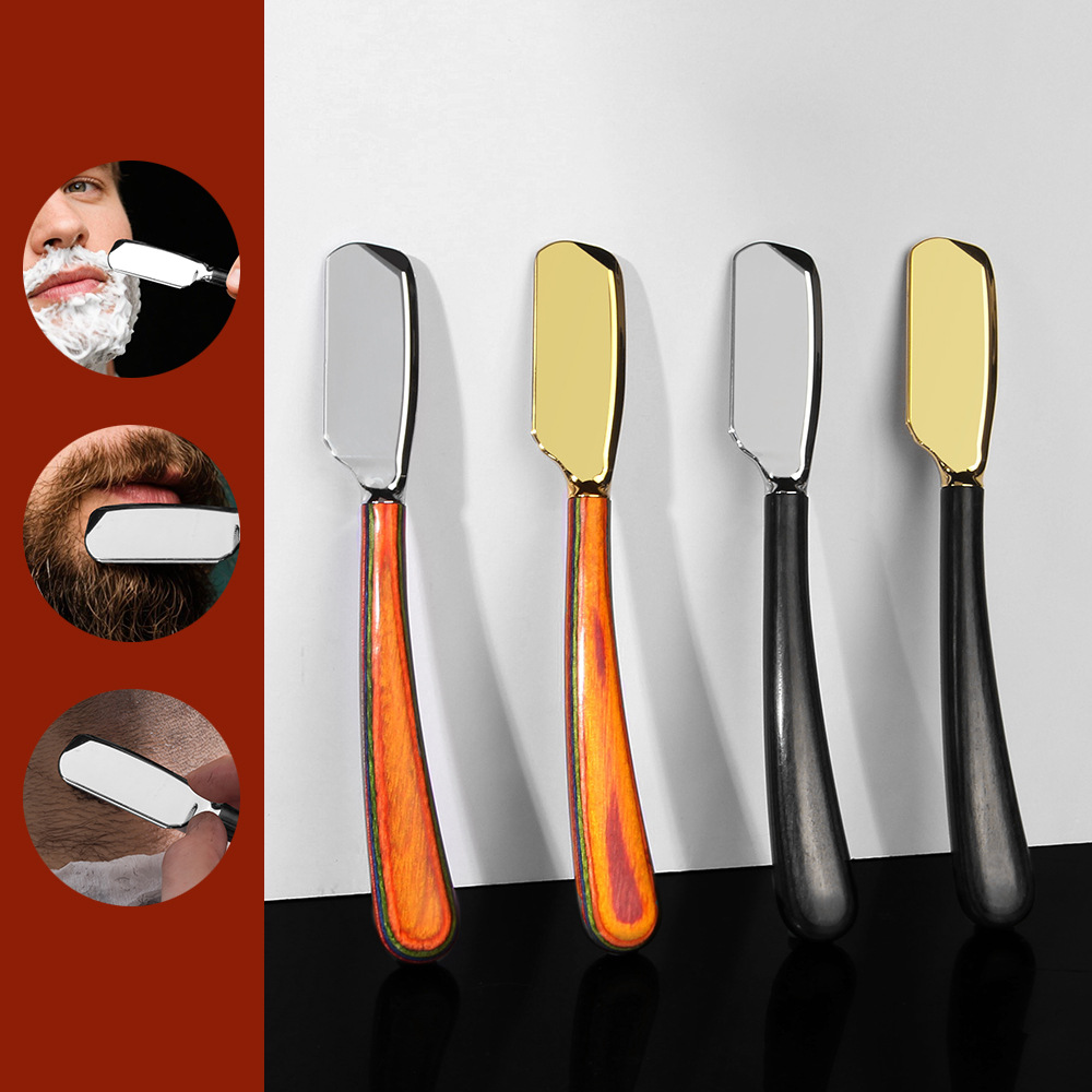 In-Stock Men's Manual Razor Shaving Stand Solid Wood Straight Handle Razor Stand Shaving Razor Haircut Styling Razor