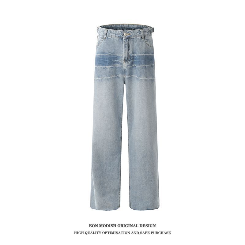 Vêtements pour hommes EONMODISH | Pantalon en denim délavé tendance American High Street, nouveau produit d'automne 2024_voghion.com