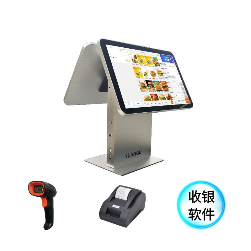 caja registradora de doble pantalla supermercado leche tienda de té sistema de caja registradora ordenadora caja registradora de pantalla única caja registradora de pantalla táctil todo en uno