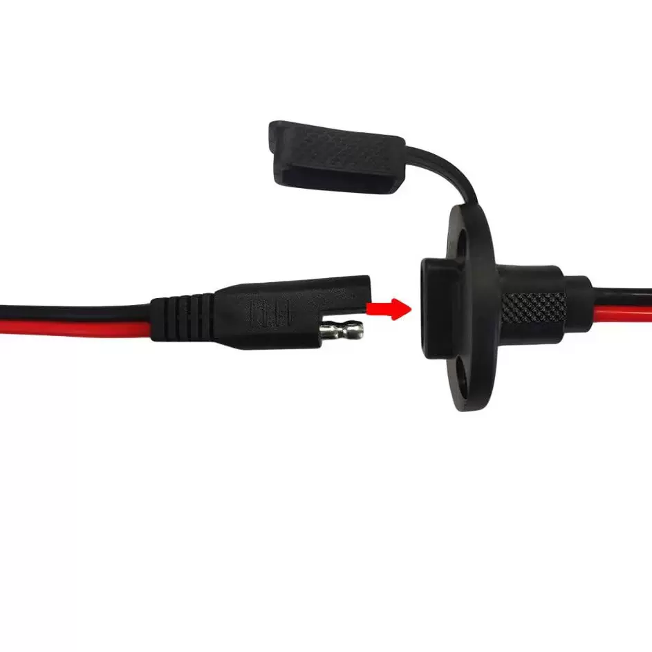 SAE连接器电源插座侧壁端口,10AWG电缆防风雨快速连接面板安装1件