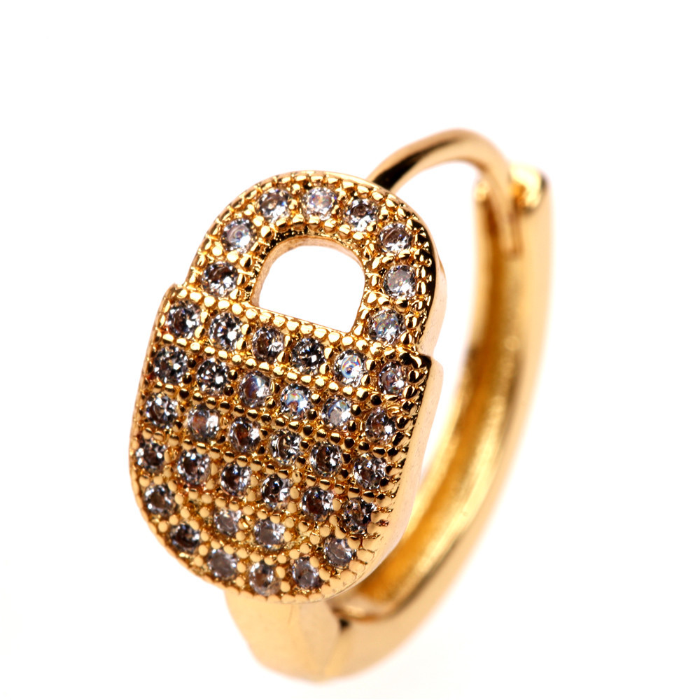 Vente En Gros Bijoux Mode Boucles D&#39;oreilles En Zircon Incrusté De Cuivre En Forme De Serrure Nihaojewelry display picture 2