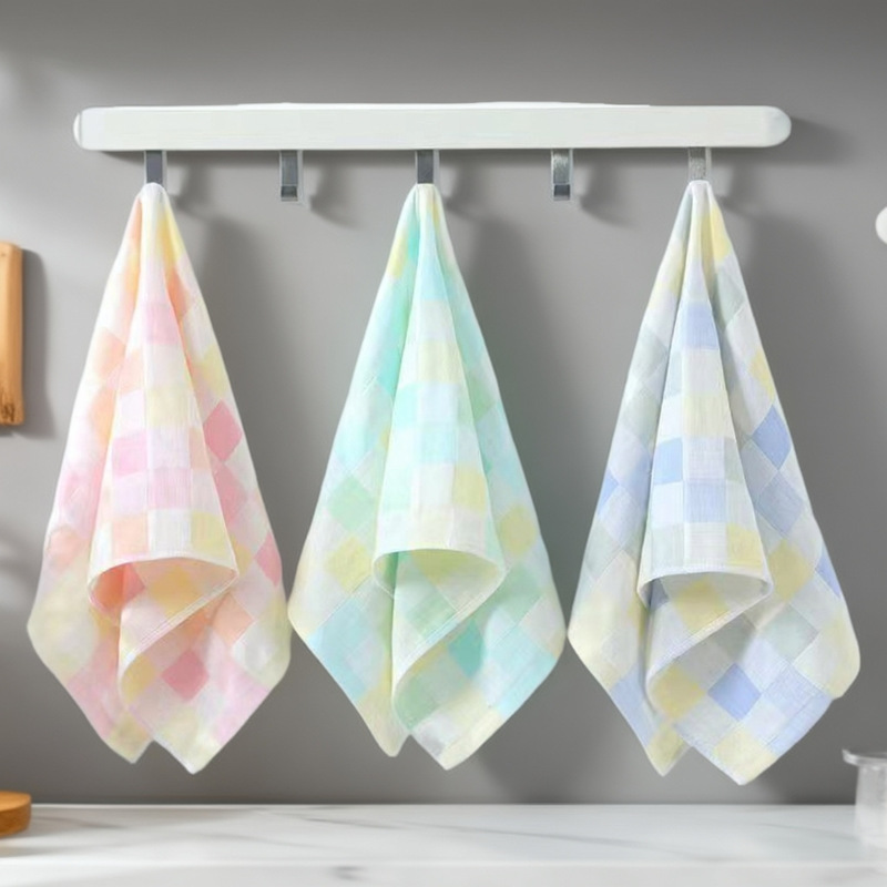 Thin Double-Layer Pure Cotton Gauze Towel, Lint-Free, Breathable, Plaid Pattern, Children's Face Wash Towel, Free Shipping, New Style, Soft Thin Double-Layer Pure Cotton Gauze Towel, Lint-Free, Breathable, Plaid Pattern, Children's Face Wash Towel, Free Shipping, New Style, Soft