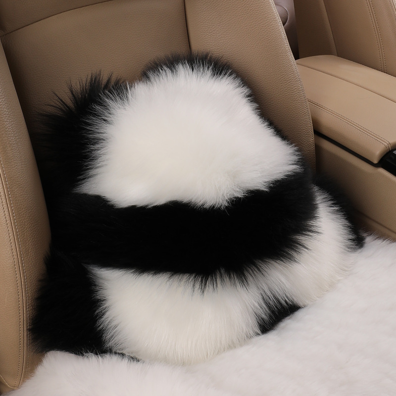 Cross-Border Imitation Long-Haired Wool Panda Pillow Car Plush Cushion Chair Cushion Internet Celebrity Angry Cute Bear