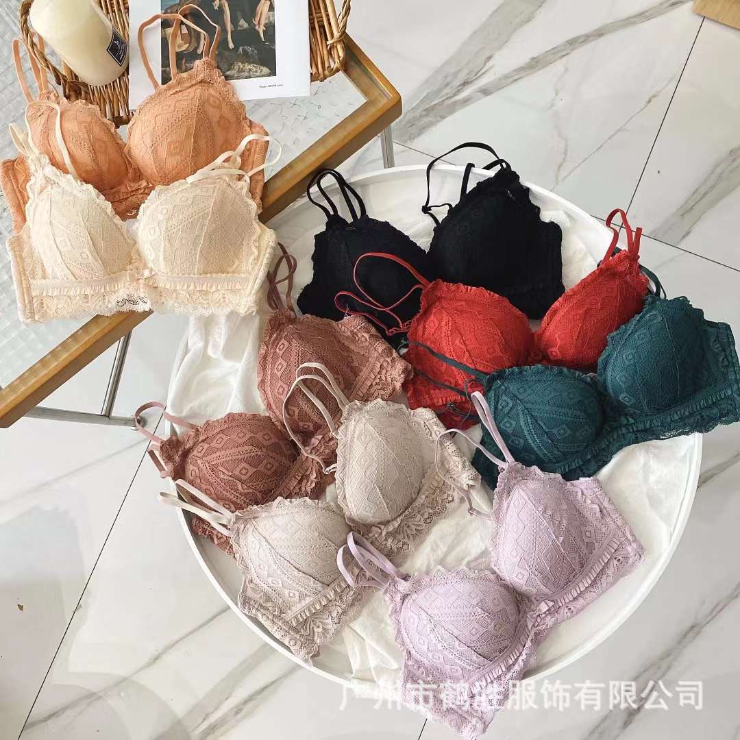 Ventas directas de fábrica Comercio electrónico transfronterizo Sudeste de Asia Vietnam Tailandia Lace de mujer delgado pecho pequeño recogido sujetador Tovin image 1
