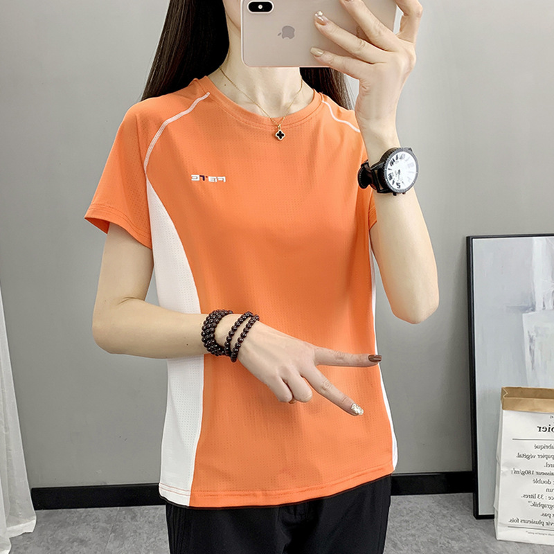 Sports Tops for Women, Summer Quick-Drying Short-Sleeved Breathable Running T-Shirts, Sweat-Absorbent Badminton Clothes, Fitness Clothes, Outdoor Quick-Drying Clothes