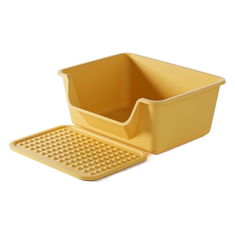 Nueva caja de arena para gatos, caja de arena para gatos Big Mac, alta, anti-salpicaduras, diseño de pendiente de puerta lateral, caja de arena para gatos para mascotas