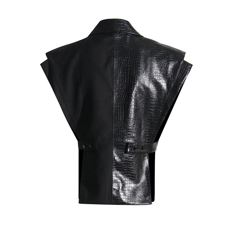En stock 2024 nuevo cocodrilo patrón de costura de cuero traje de tela chaleco personalizado corte moda ajustable capa superior moda