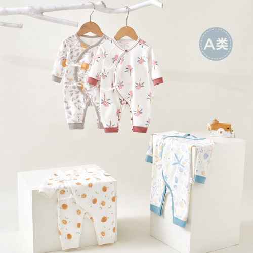 Baby jumpsuit spring and autumn seasons newborn baby clothes pure cotton newborn baby monk clothes men and women pajamas summer clothes