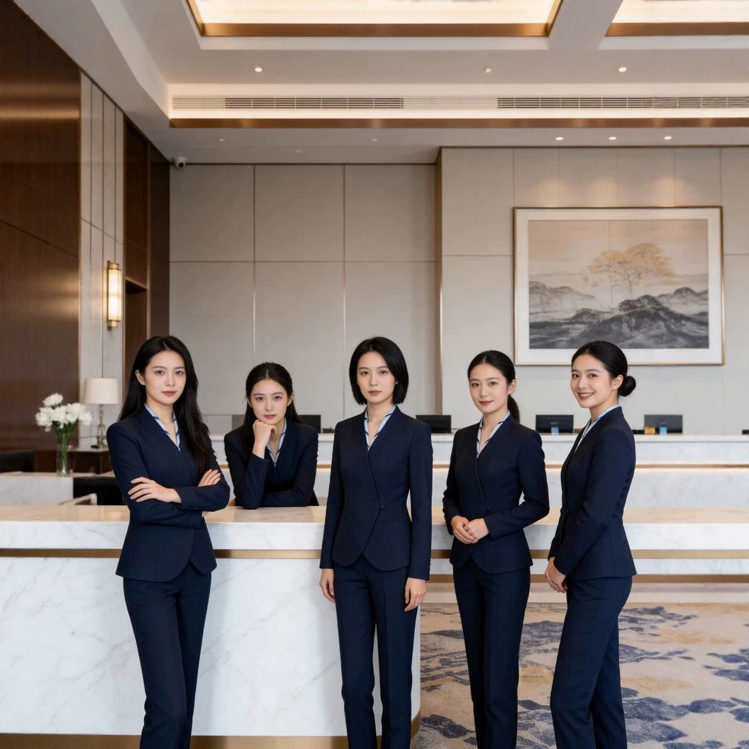 Autumn suit set, professional attire for receptionists, high-end hotel front desk staff, beauty salon staff, and customer service representatives