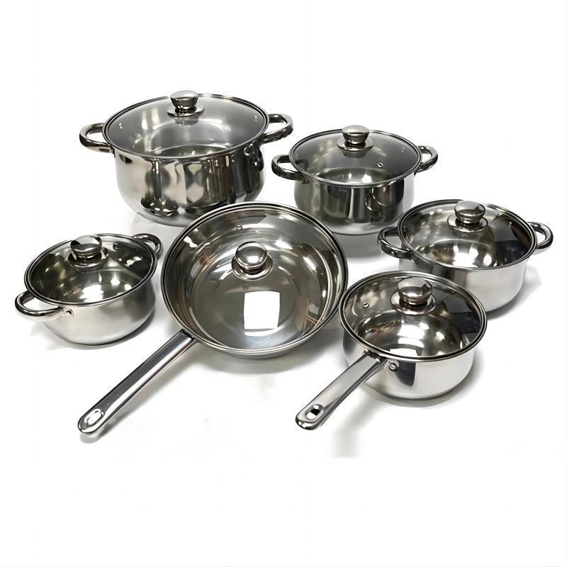 Fuente transfronteriza de olla de acero inoxidable engrosada y de fondo múltiple 15pcs combinación de olla de cocina 35pcs pot