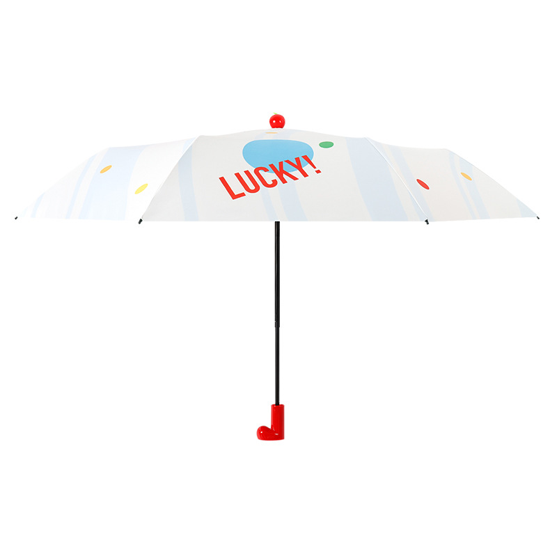 Three-Fold Cute Hand-Open Folding Black Coating Top Quality UV Protection Sun Umbrella For Women Creative Fresh Style_voghion.com
