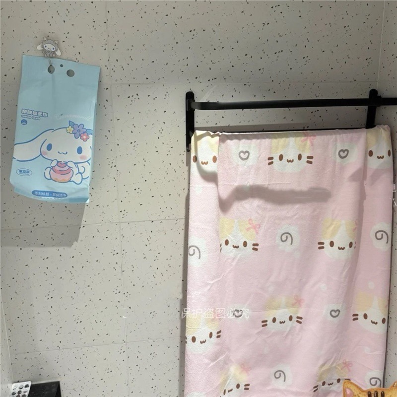 自制棉花糖猫大浴巾柔软吸水毛巾可爱洗澡裹巾家用|undefined