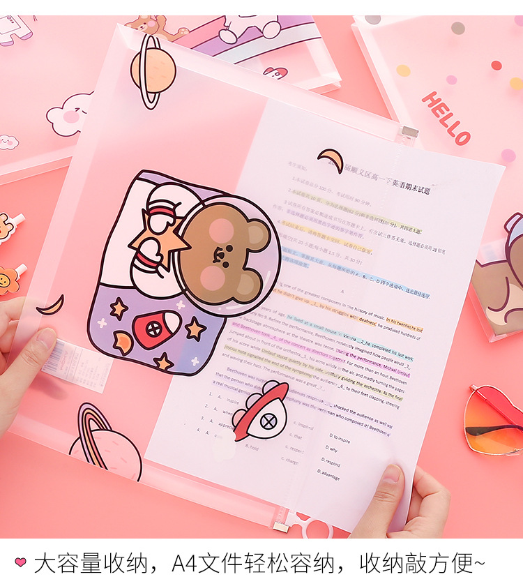 Cute Transparent Large Capacity Portable File Bag